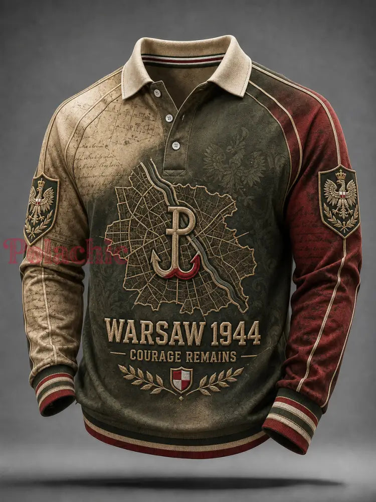 Stary plan Warszawy Polska koszulka polo z gradientem - Jak na zdjęciu / S