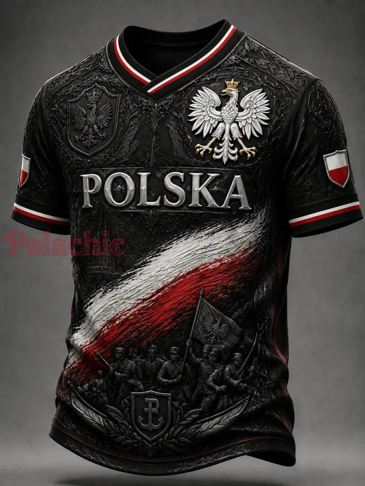Stary polski emblemat orła pamiątkowy t-shirt dla weteranów - Jak na zdjęciu / S