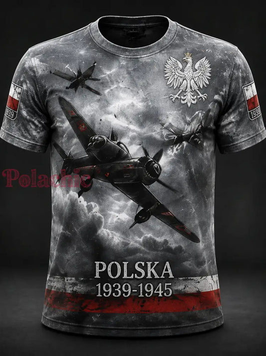 Stary polski koszulka codzienna z motywem pamiątkowym poświęconym wojnie - Jak na zdjęciu / S