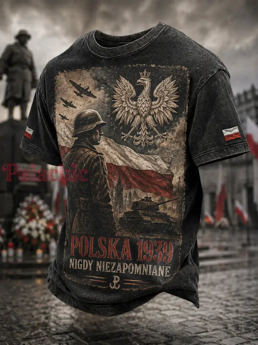 Stary polski koszulka pamiątkowa dla weteranów z 1939 roku na co dzień - Jak na zdjęciu / S