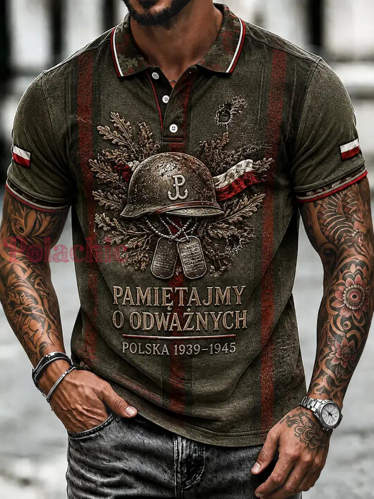 Stary polski pamiątkowy koszulka polo dla weteranów 1939 casualowa - Jak na zdjęciu / S