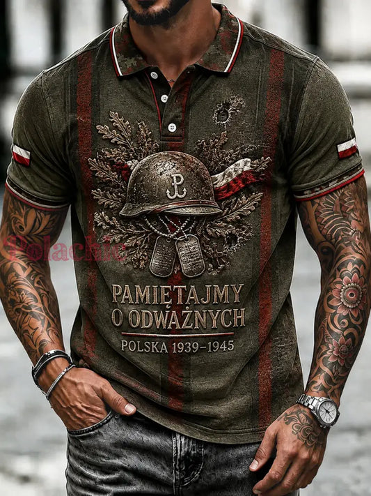 Stary polski pamiątkowy koszulka polo dla weteranów 1939 casualowa - Jak na zdjęciu / S