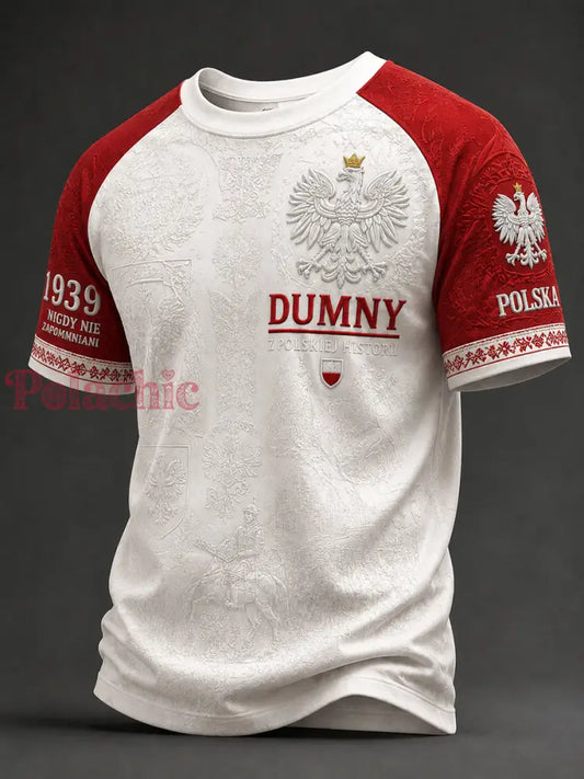 Stary polski t-shirt na co dzień z motywem dumy orła - Jak na zdjęciu / S