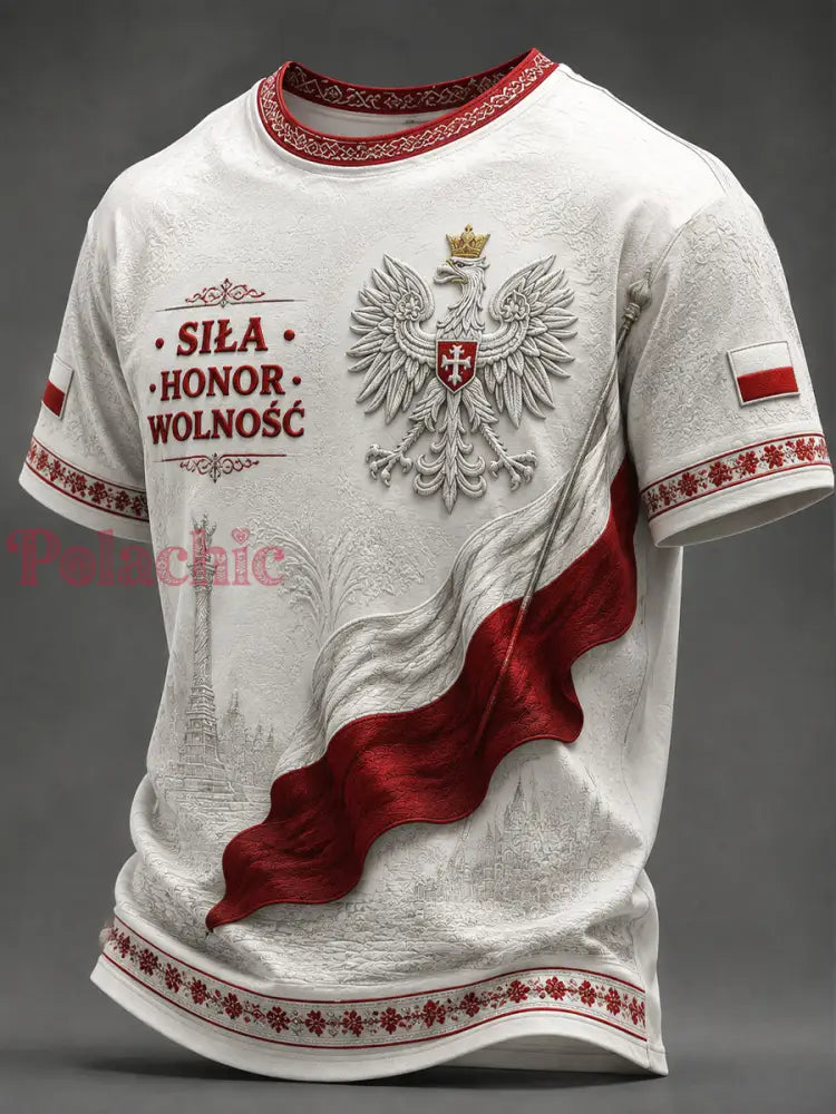 Stary polski t-shirt na co dzień z motywem orła – duma i wolność - Jak na zdjęciu / S