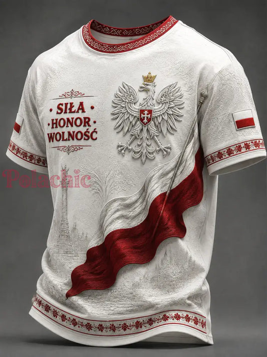 Stary polski t-shirt na co dzień z motywem orła – duma i wolność - Jak na zdjęciu / S