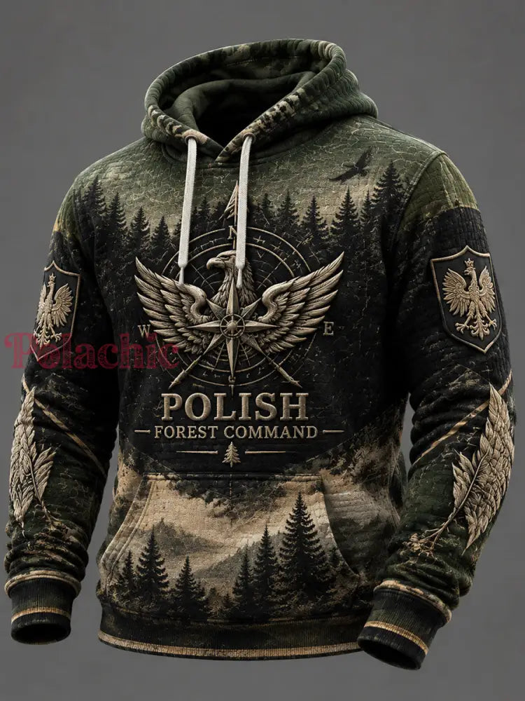 Stary polski wojskowy bluzy z motywem orła i lasu - Jak na zdjęciu / S