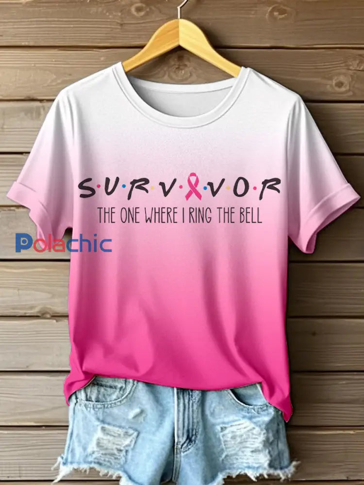 Survivor The One When I Ring The Bell T-shirt de couleur dégradé imprimé pour femme Rose / S