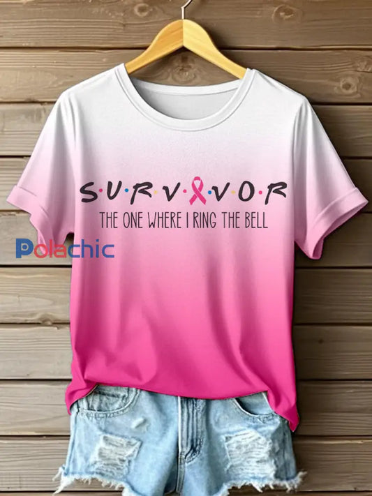 Survivor The One When I Ring The Bell T-shirt de couleur dégradé imprimé pour femme Rose / S