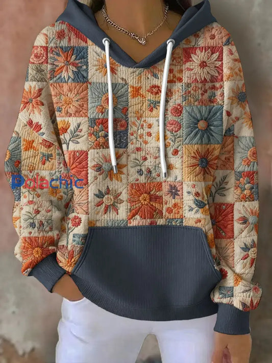 Sweat à capuche bohème imprimé floral boho pour femmes comme image / S