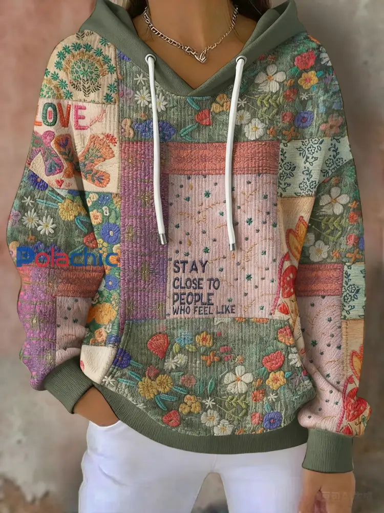 Sweat à capuche bohème imprimé floral boho pour femmes comme image / S