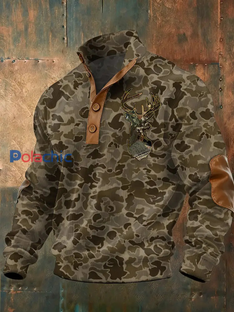 Sweat à capuche camouflage à quatre boutons pour hommes comme image / S