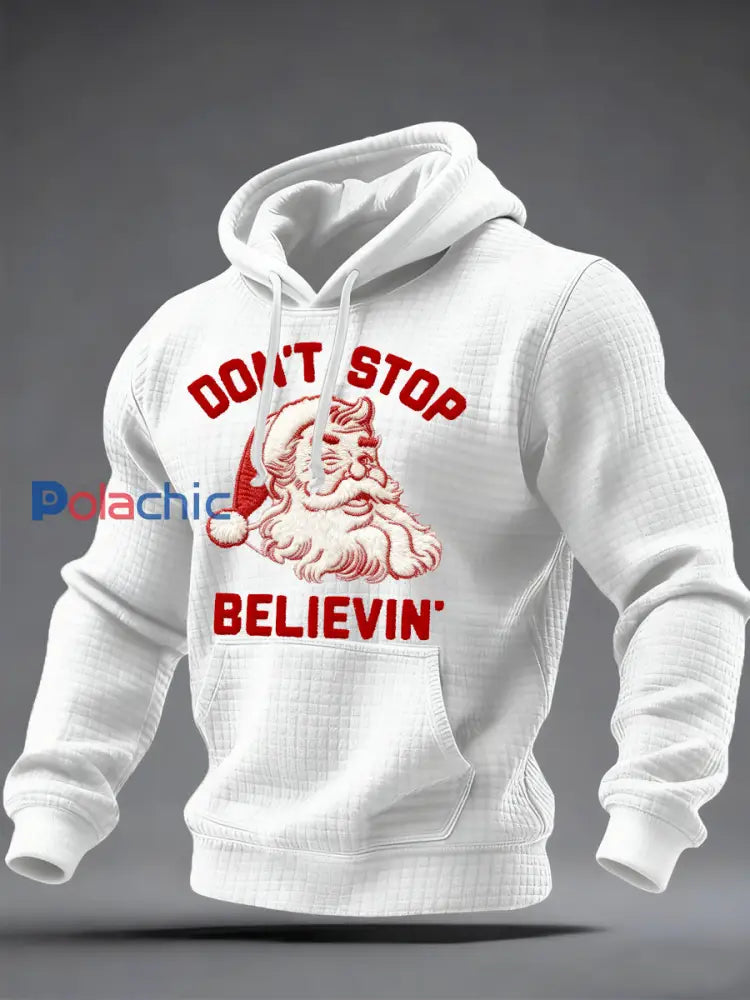 Sweat à capuche à carreaux Christmas Don’t Stop Believin Homme Blanc / S