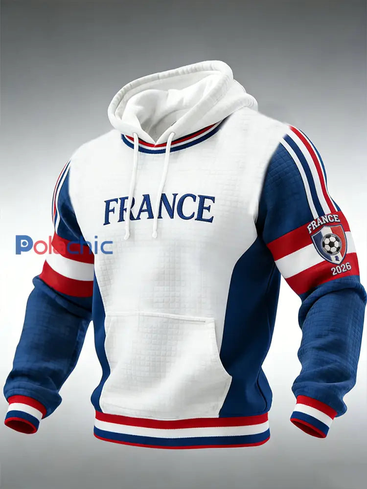 Sweat à capuche à carreaux en coton à imprimé France Football Homme comme image / S