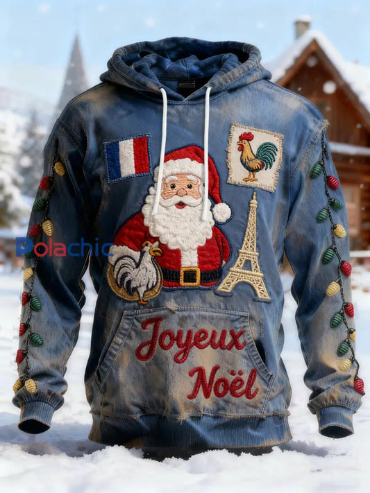 Sweat à capuche de Noël pour hommes avec poche comme image / S