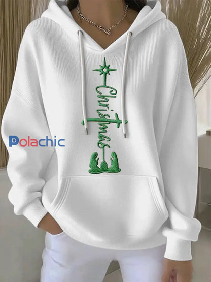 Sweat à Capuche Décontracté Croyance de Noël Imprimé Femme Blanc / S