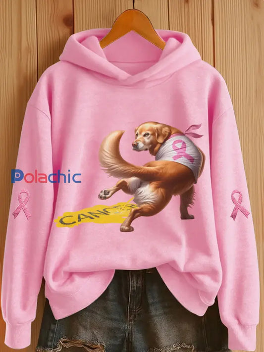 Sweat à Capuche Décontracté Femme Chien Rose Ruban Imprimé Rose / S