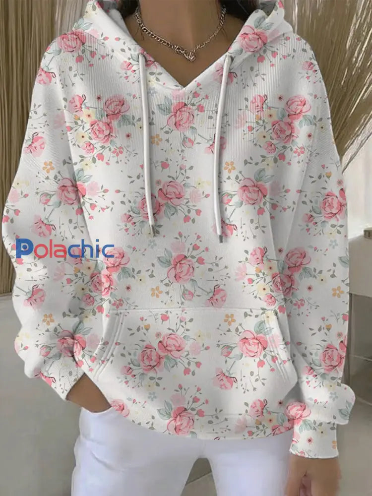 Sweat à Capuche Décontracté Femme Rose Cancer Du Sein Imprimé comme image / S