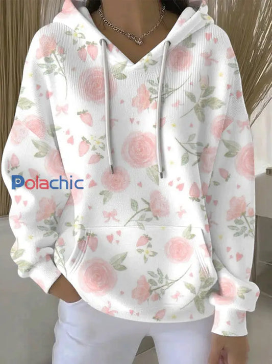 Sweat à Capuche Décontracté Femme Rose Cancer Du Sein Imprimé comme image / S