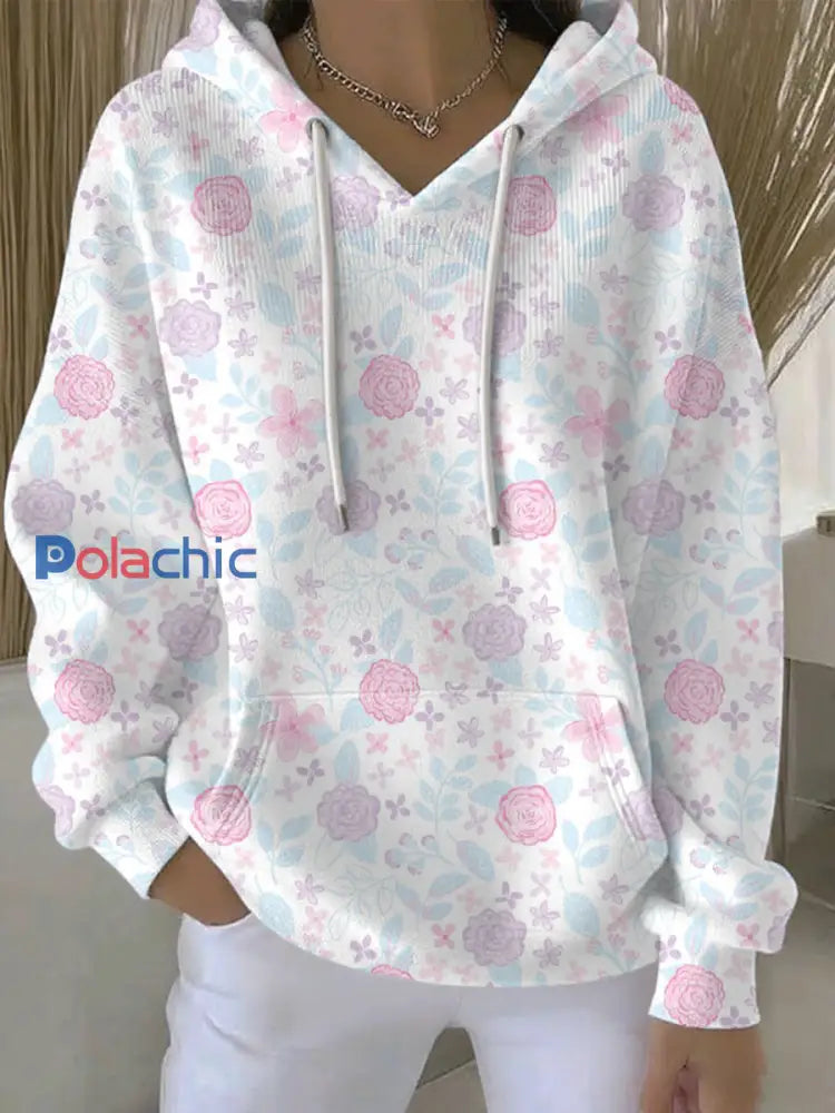 Sweat à Capuche Décontracté Femme Rose Cancer Du Sein Imprimé comme image / S