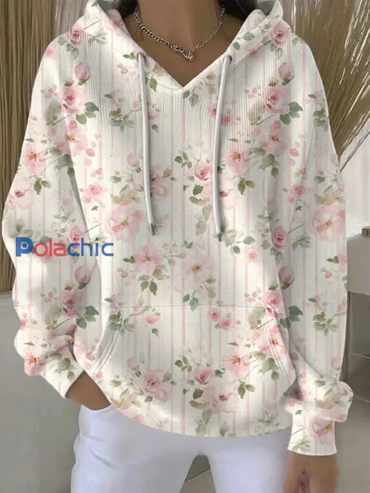 Sweat à Capuche Décontracté Femme Rose Cancer Du Sein Imprimé comme image / S