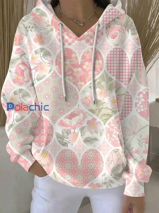 Sweat à Capuche Décontracté Femme Rose Cancer Du Sein Imprimé comme image / S