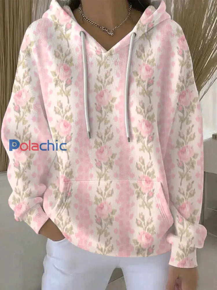 Sweat à Capuche Décontracté Femme Rose Cancer Du Sein Imprimé comme image / S