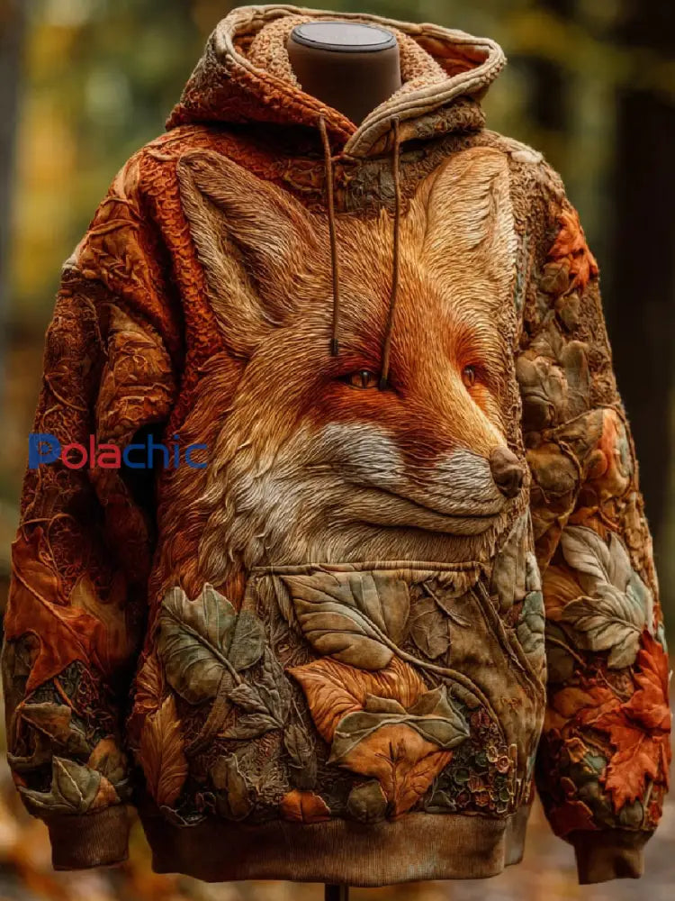 Sweat à capuche décontracté Fox Art Print pour hommes comme image / S