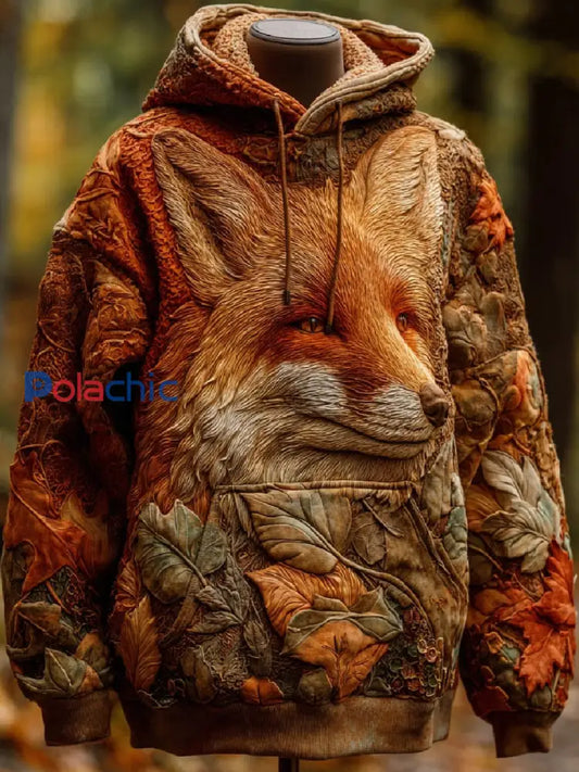 Sweat à capuche décontracté Fox Art Print pour hommes comme image / S