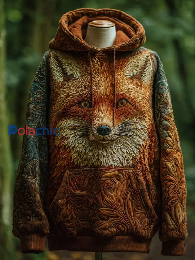 Sweat à capuche décontracté Fox Art Print pour hommes comme image / S