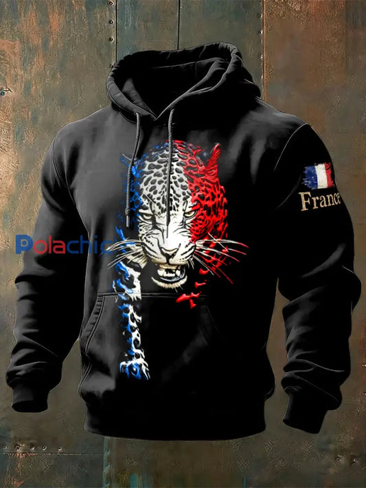 Sweat à capuche décontracté French Tiger Homme Noir / S