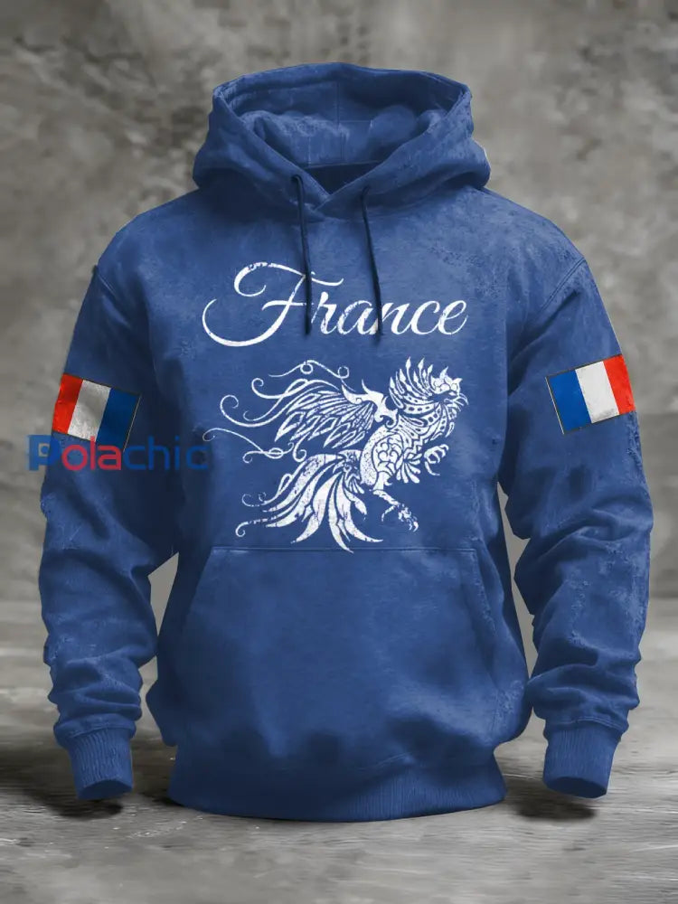 Sweat à capuche décontracté à imprimé français rétro As picture / S