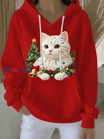 Sweat à capuche décontracté imprimé Noël pour femmes Rouge / S