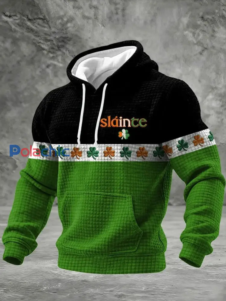 Sweat à capuche décontracté imprimé Saint-Patrick pour hommes Vert / S