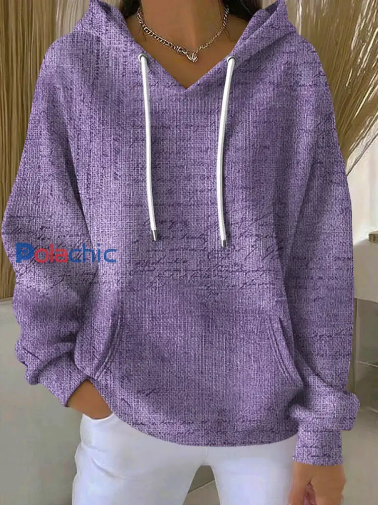 Sweat à capuche décontracté imprimé violet pour femmes Violet / S