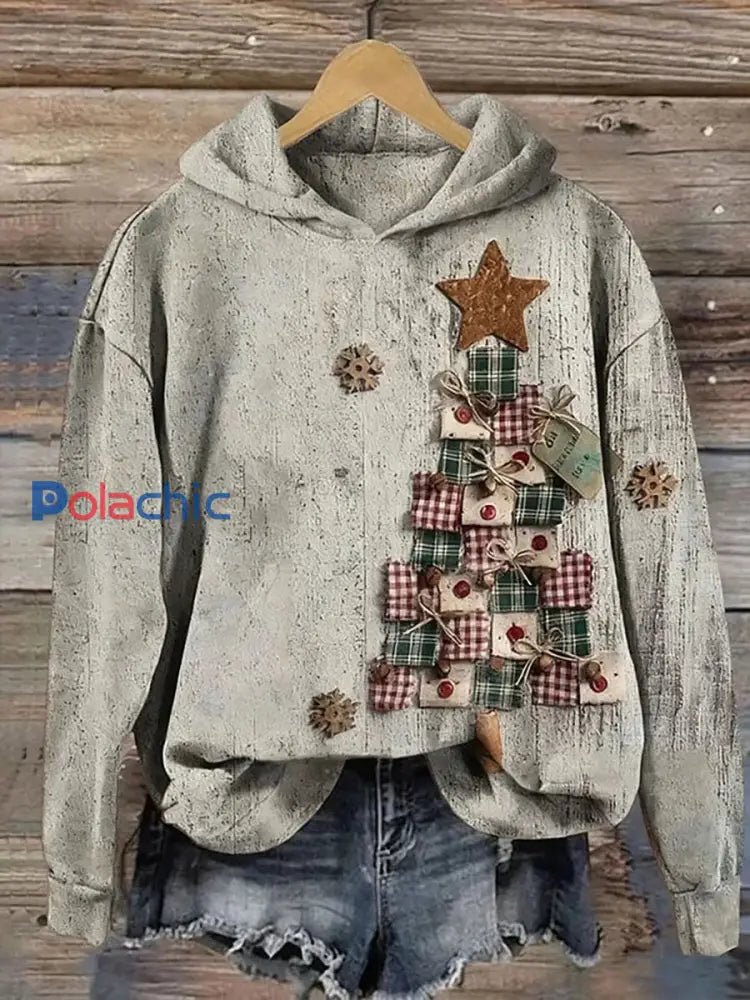 Sweat à capuche décontracté pour femmes Art Tree Print comme image / S