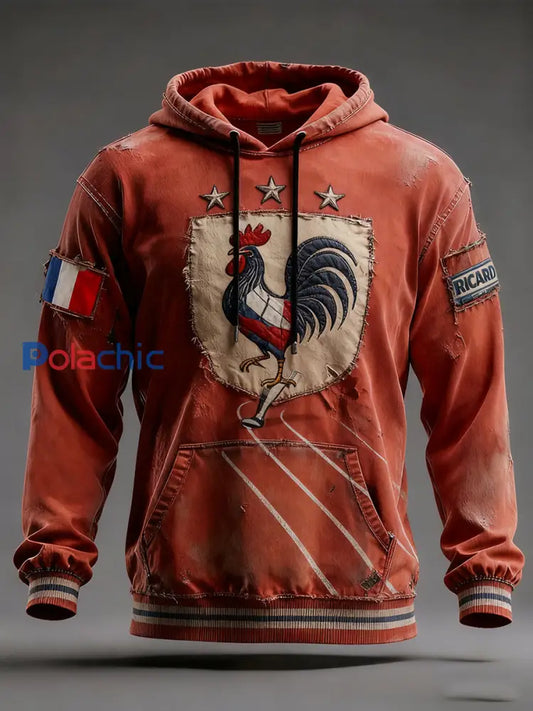 Sweat à capuche décontracté pour homme Drapeau français Ricard A / S