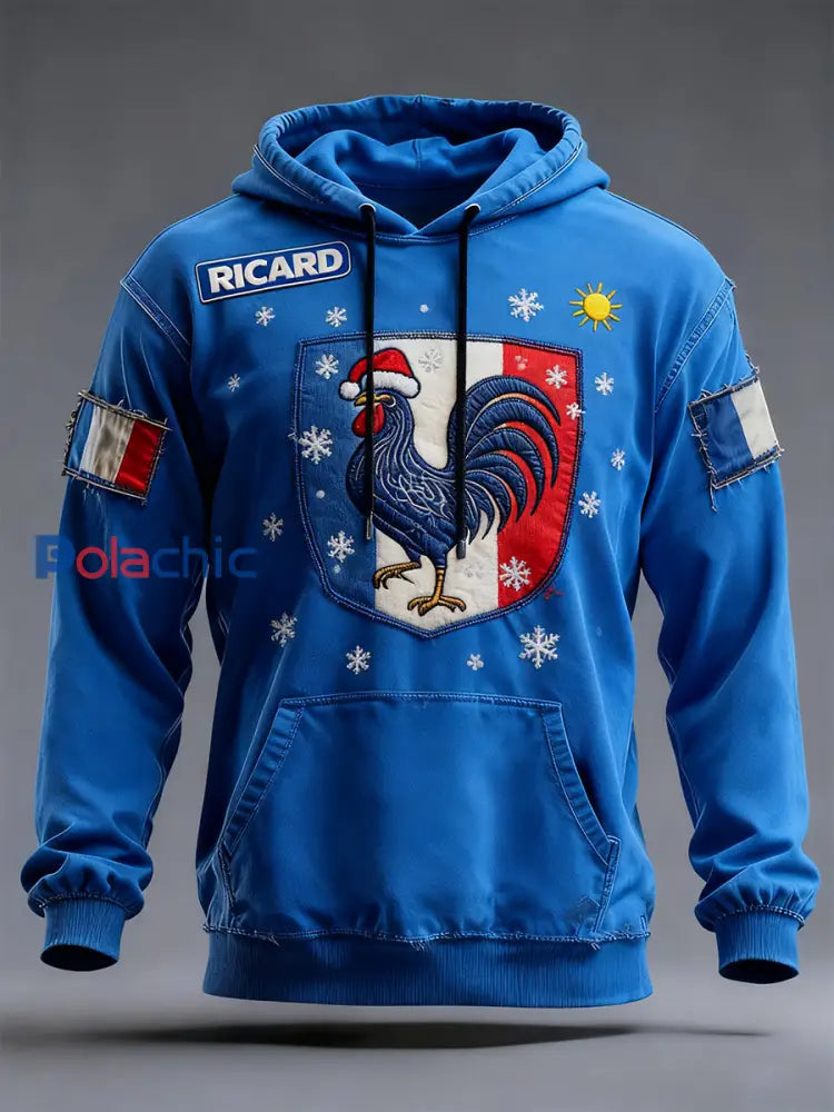 Sweat à capuche décontracté pour homme Drapeau français Ricard A / S