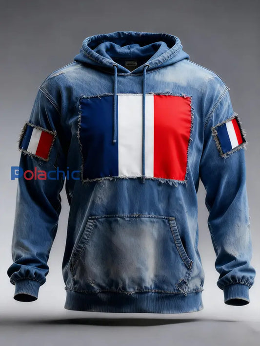 Sweat à capuche décontracté pour homme Drapeau français Ricard A / S