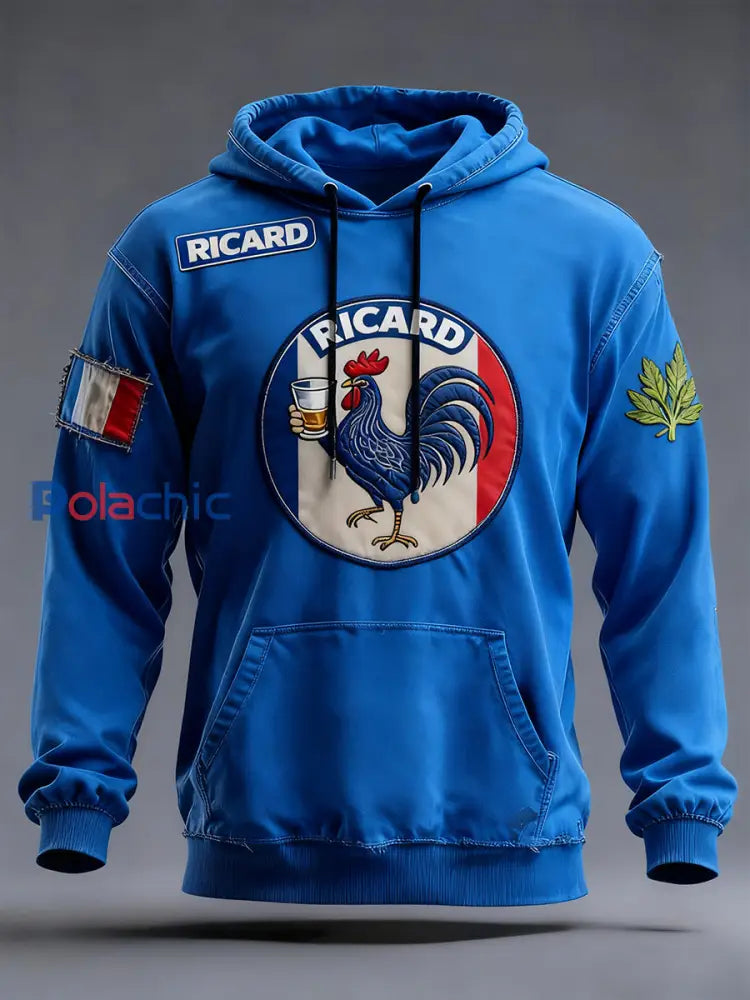 Sweat à capuche décontracté pour homme Drapeau français Ricard A / S