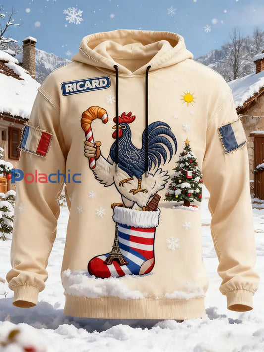 Sweat à capuche décontracté pour homme Drapeau français Ricard A / S