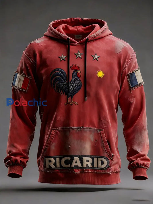 Sweat à capuche décontracté pour homme Drapeau français Ricard A / S