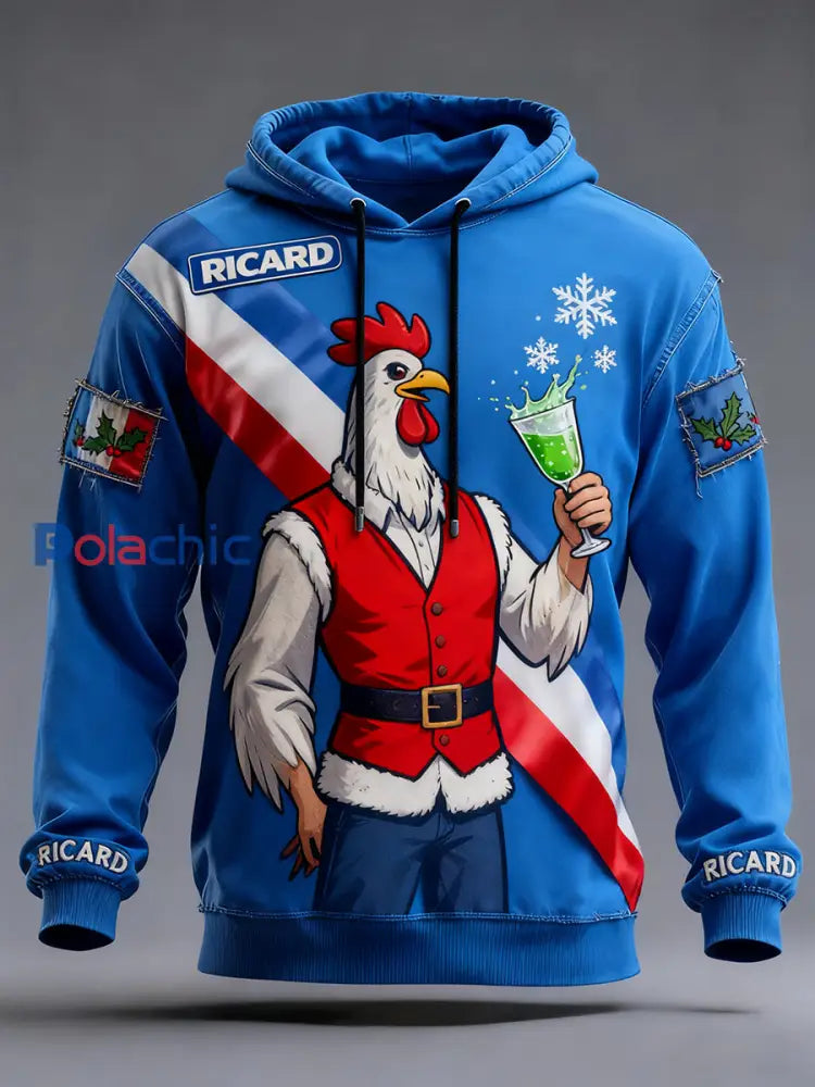 Sweat à capuche décontracté pour homme Drapeau français Ricard A / S