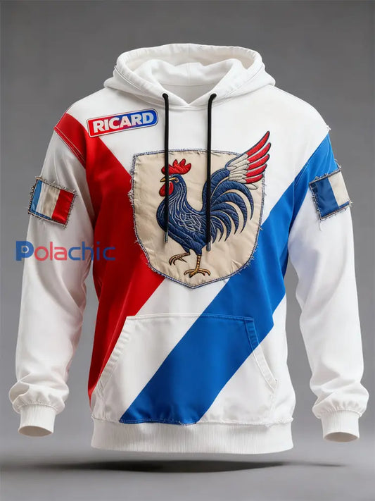 Sweat à capuche décontracté pour homme Drapeau français Ricard A / S