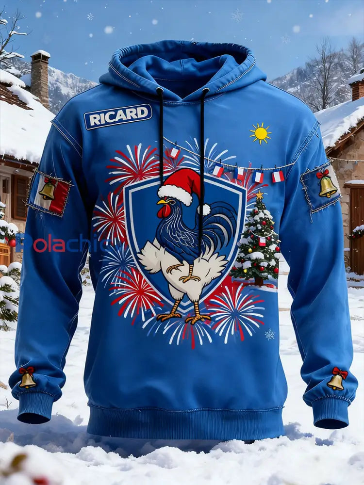 Sweat à capuche décontracté pour homme Drapeau français Ricard A / S