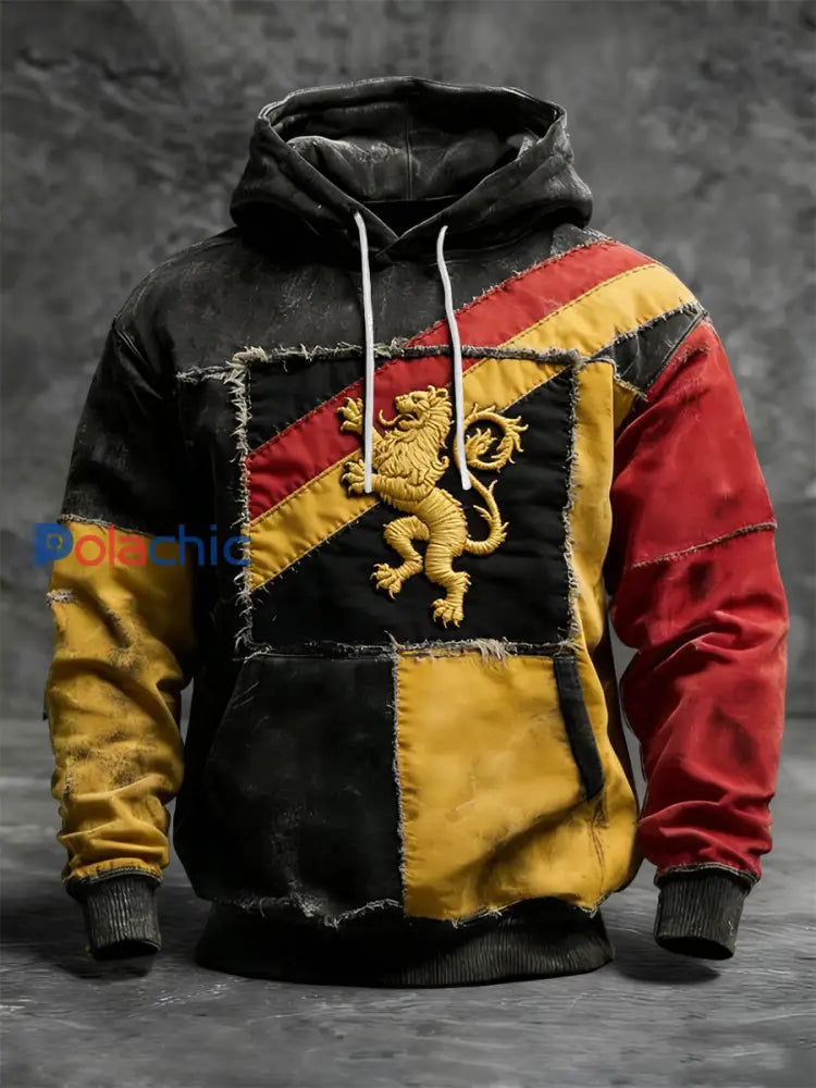 Sweat à Capuche Décontracté Rétro Drapeau Belge Multicolore / S