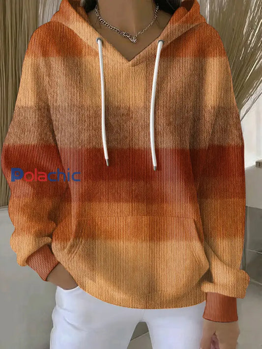 Sweat à capuche décontracté rétro imprimé à carreaux pour femmes comme image / S