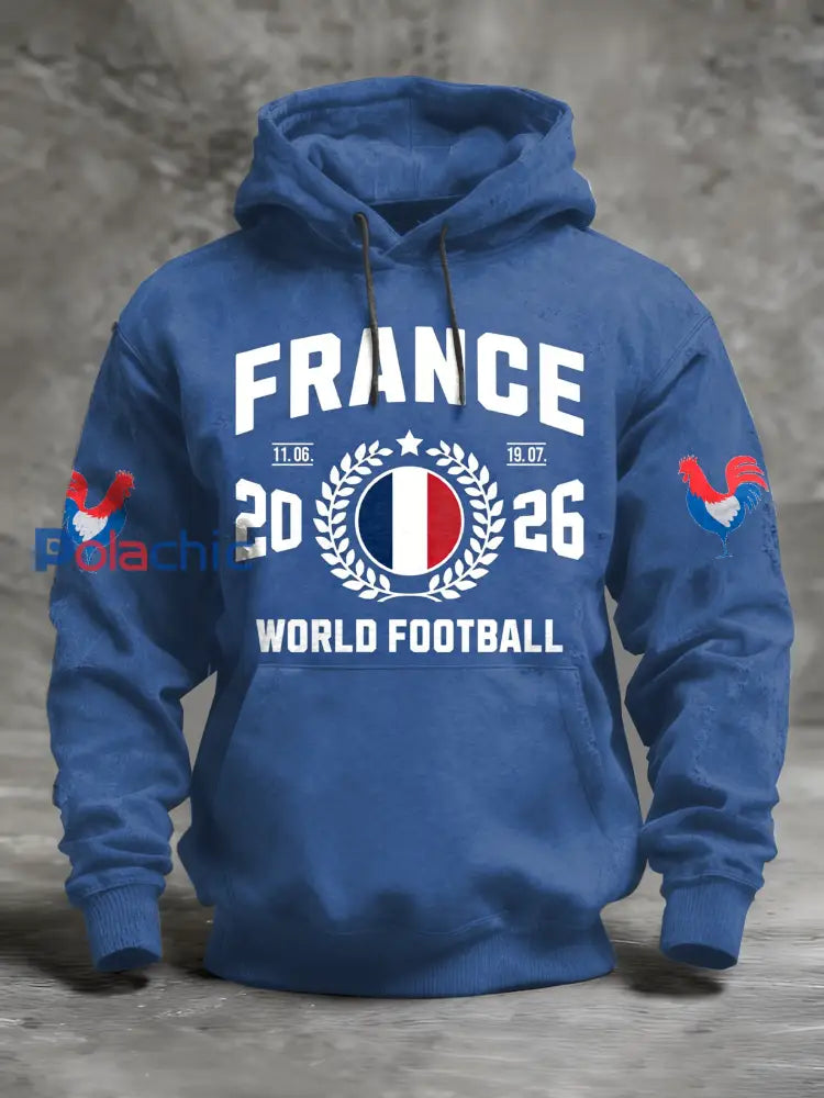 Sweat à Capuche Décontracté Rétro à Imprimé Football Français As picture / S