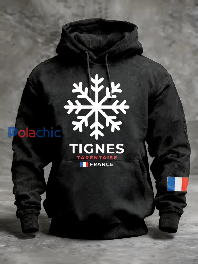 Sweat à Capuche Décontracté Rétro à Imprimé Français As picture / S