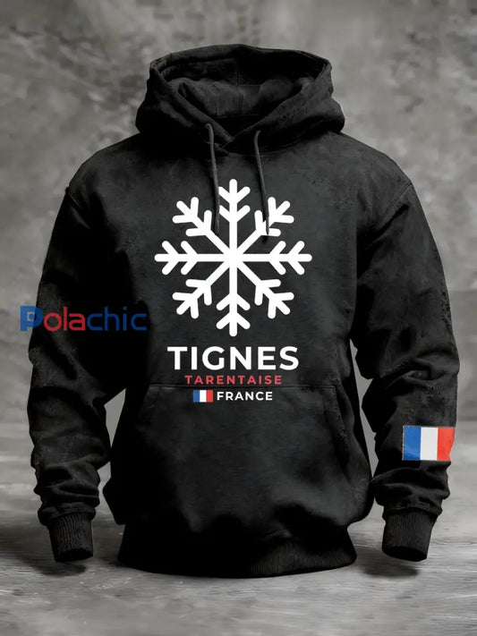 Sweat à Capuche Décontracté Rétro à Imprimé Français As picture / S