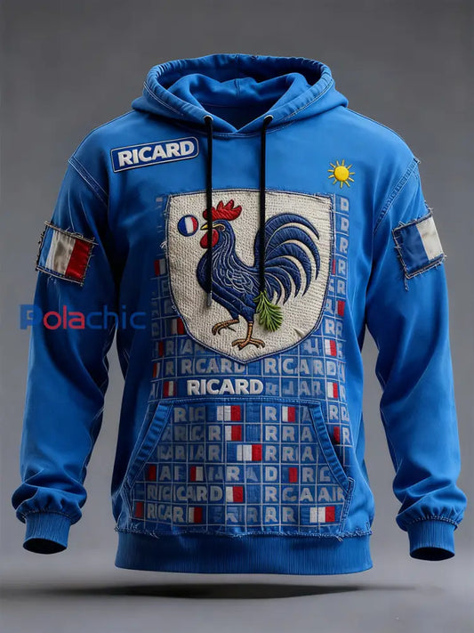 Sweat à capuche décontracté Vintage French Flag Ricard pour homme A / S